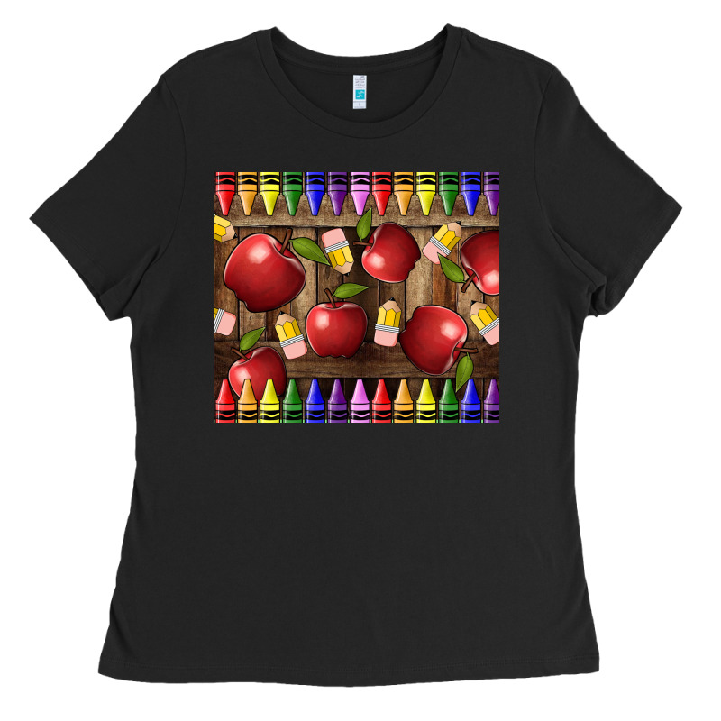 Crayons And Apples Ladies Tee by LillyAllenDesigns | Teevron