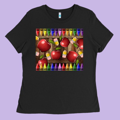 Crayons And Apples Ladies Tee Designed By Lillyallendesigns