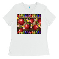 White Crayons And Apples Ladies Tee - LillyAllenDesigns