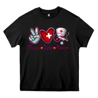 Black Peace Love Nurse Heavy Core Tee - RanaPortraitStore
