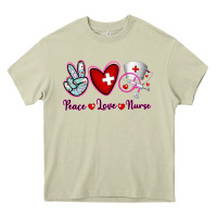 Mossy Peace Love Nurse Heavy Core Tee - RanaPortraitStore