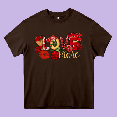 Love More Valentine's Day Heavy Core Tee Designed By Fadigitalartstudio