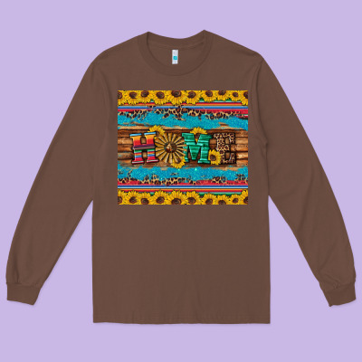 Western Home Wind Wheel Sunflowers Long Sleeve Tee Designed By Artiststas