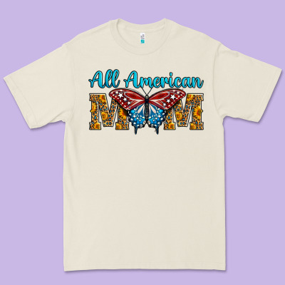 All American Mom Butterfly Premium Tee Designed By Lillyallendesigns