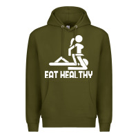 Army Green eat healthy Premium Hoodie - DesigneFamous