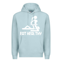 Blue Mist eat healthy Premium Hoodie - DesigneFamous