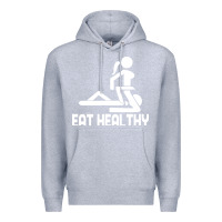 Heather Grey eat healthy Premium Hoodie - DesigneFamous
