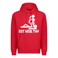 Red eat healthy Premium Hoodie - DesigneFamous