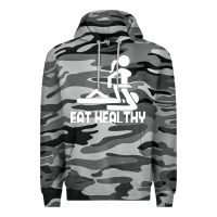 Slate Camo eat healthy Premium Hoodie - DesigneFamous