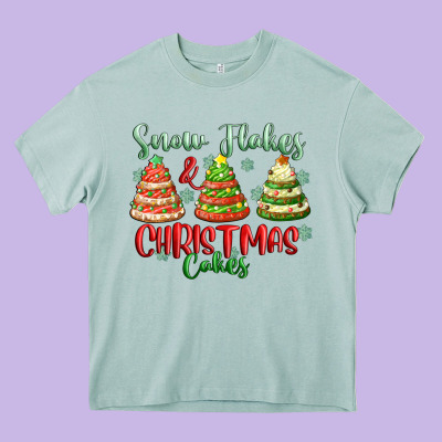 Snow Flakes And Christmas Cakes Heavy Core Tee Designed By Fadigitalartstudio