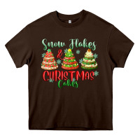 Chocolate Brown snow flakes and christmas cakes Heavy Core Tee - FaDigitalArtStudio