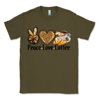 Army Green peace love coffee Classic Tee - BarkalooDesign