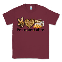 Burgundy peace love coffee Classic Tee - BarkalooDesign