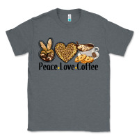 Charcoal Heather peace love coffee Classic Tee - BarkalooDesign