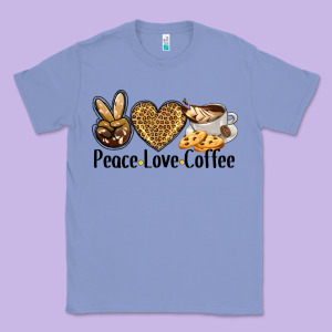 Peace Love Coffee Classic Tee Designed By Barkaloodesign