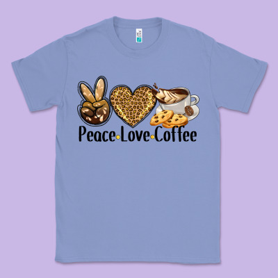 Peace Love Coffee Classic Tee Designed By Barkaloodesign