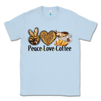 Dusty Blue peace love coffee Classic Tee - BarkalooDesign