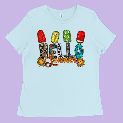 Hello Summer Ladies Tee Designed By Racoondesign