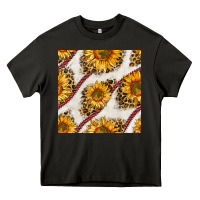 Asphalt baseball sunflowers and leopard seamless pattern Heavy Core Tee - BundleAndBundleShop