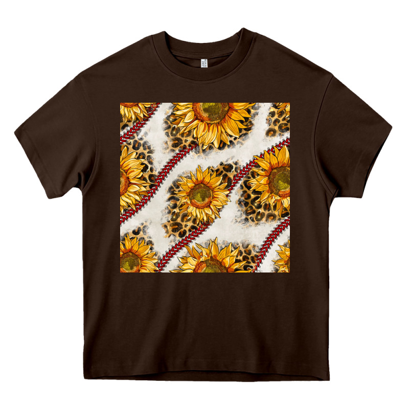 Baseball Sunflowers And Leopard Seamless Pattern Heavy Core Tee by BundleAndBundleShop | Teevron