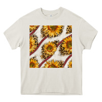 Cream baseball sunflowers and leopard seamless pattern Heavy Core Tee - BundleAndBundleShop