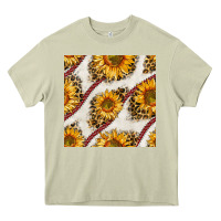 Mossy baseball sunflowers and leopard seamless pattern Heavy Core Tee - BundleAndBundleShop
