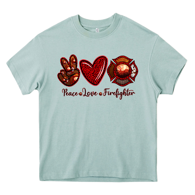 Peace Love Firefighter Heavy Core Tee by RanaPortraitStore | Teevron