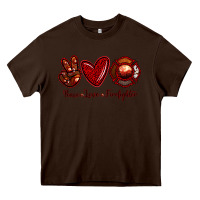 Chocolate Brown Peace Love Firefighter Heavy Core Tee - RanaPortraitStore