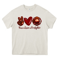 Cream Peace Love Firefighter Heavy Core Tee - RanaPortraitStore
