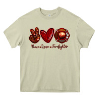 Mossy Peace Love Firefighter Heavy Core Tee - RanaPortraitStore
