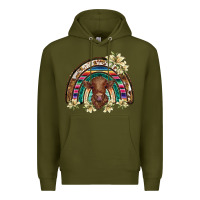Army Green scottish calf rainbow Premium Hoodie - BarkalooDesign