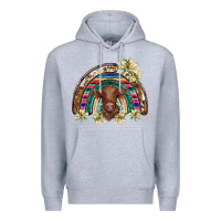 Heather Grey scottish calf rainbow Premium Hoodie - BarkalooDesign