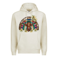 Oatmeal Heather scottish calf rainbow Premium Hoodie - BarkalooDesign