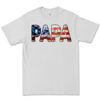 Dove Grey American Flag Papa 4th of July Premium Tee - LillyAllenDesigns