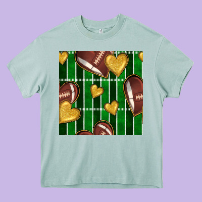 American Football Field And Hearts Seamless Pattern Heavy Core Tee Designed By Bundleandbundleshop