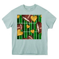 Arona american football field and hearts seamless pattern Heavy Core Tee - BundleAndBundleShop