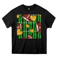 Black american football field and hearts seamless pattern Heavy Core Tee - BundleAndBundleShop