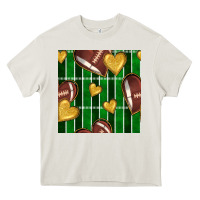 Cream american football field and hearts seamless pattern Heavy Core Tee - BundleAndBundleShop