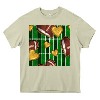 Mossy american football field and hearts seamless pattern Heavy Core Tee - BundleAndBundleShop