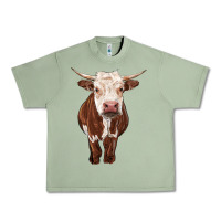 Oil Green hereford cow Urban Heavy Tee - RanaPortraitStore