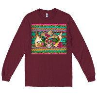 Burgundy mexican tequila skull roses cactus sombrero Long Sleeve Tee - Artiststas