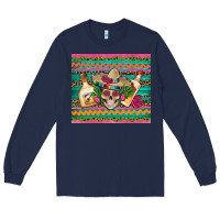 Navy mexican tequila skull roses cactus sombrero Long Sleeve Tee - Artiststas