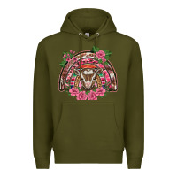 Army Green pink floral baby goat rainbow Premium Hoodie - BarkalooDesign