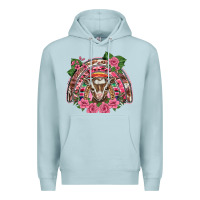 Blue Mist pink floral baby goat rainbow Premium Hoodie - BarkalooDesign