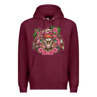 Burgundy pink floral baby goat rainbow Premium Hoodie - BarkalooDesign