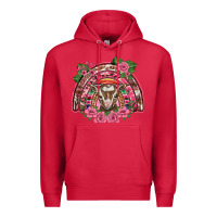 Cardinal pink floral baby goat rainbow Premium Hoodie - BarkalooDesign