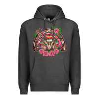 Charcoal Heather pink floral baby goat rainbow Premium Hoodie - BarkalooDesign