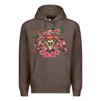 Coffee pink floral baby goat rainbow Premium Hoodie - BarkalooDesign