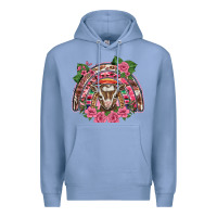 Colony Blue pink floral baby goat rainbow Premium Hoodie - BarkalooDesign