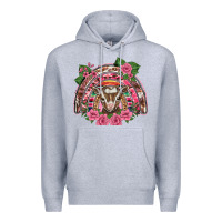 Heather Grey pink floral baby goat rainbow Premium Hoodie - BarkalooDesign